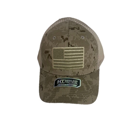 Highland Tactical American Flag Patch Mesh Snapback Hat Digi Camo OSFM - Picture 1 of 12